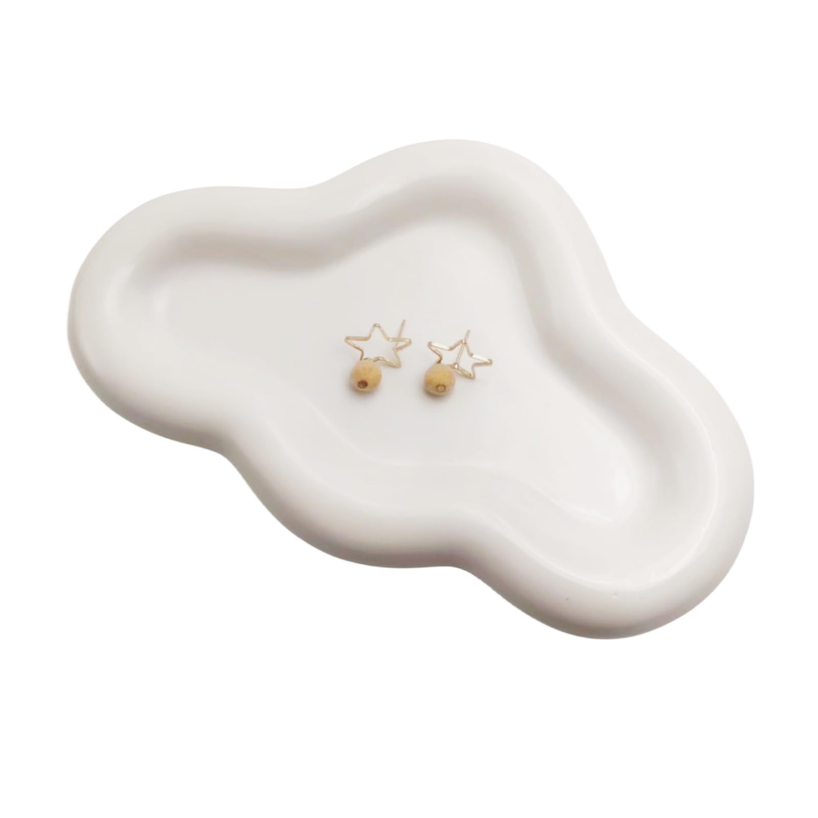 Room Decor Aesthetic,Cute Cloud Jewelry Dish Trinket Tray,Chubby Ceramic Ring Holder Dish,Engagement Wedding Birthday Gifts for Women Girls