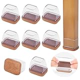 Small Rectangle Silicone Chair Leg Caps with Felt Pads, 8PCS Rectangular Clear Chair Leg Floor Protectors for Hardwood Floors, Chair Leg Covers to Protect Floors, Fit Length 0.9'-1.3' Width 0.6'-0.9'