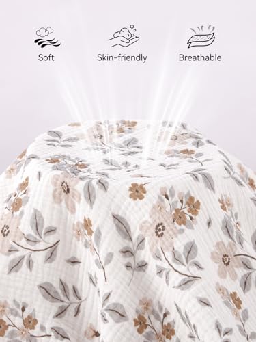 Image of TILLYOU Muslin Mini Crib Sheets 2 Pack, Pack and Play Mattress Sheets Fitted for Pack N Play, 38'' x 26'' Sheet for Toddler, Yellow Flower
