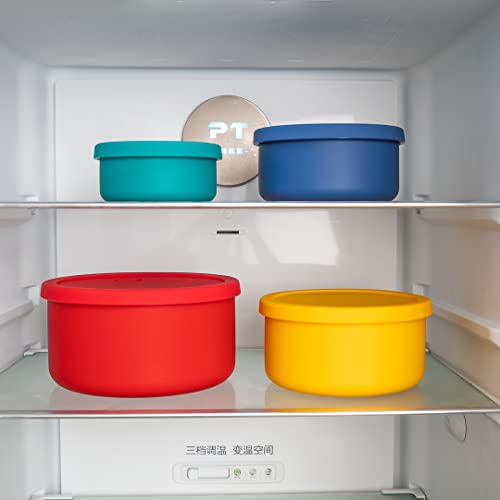 Ksendalo Silicone Food Storage Containers Set With Vent Eco-Friendly Silicone Bowls With Lids- 71Oz/44Oz/23.6Oz/13.5Oz For Bridge Cooking Baking Mixing Etc., Red/Blue/Green/Yellow #TOP2