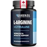L-Arginine & L-Citrulline Supplement | Stamina, Endurance, Workout & Performance Support for Men | 590 mg L Arginine + L Citrulline 266 mg | Made in Canada, 3rd-Party Tested | 120 Nitric Oxide Pills