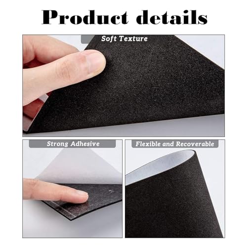 Hsyadazi 4 Stück Selbstklebende Schaumstoffplatten (21x30x0,3cm) - Schwarze Eva-Moosgummi-Pads mit Klebebeschichtung - Für Möbelstoßdämpfung, Schalldämmung & DIY-Projekte