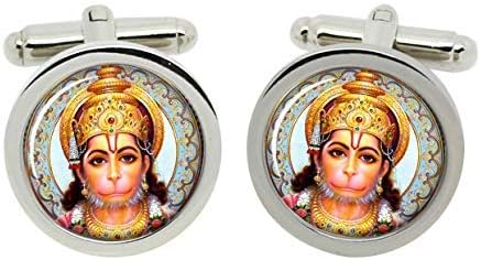 Hanuman Hindu Cufflinks in Chrome Box