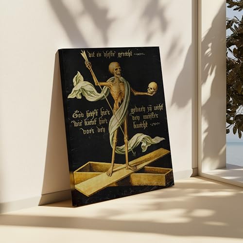 Image of Poster Master Vintage Allegory of Life and Death Canvas - Retro Skeleton Print - Halloween Art - Gift for Men & Women - Gothic Wall Decor for Living Room or Bedroom - Available in 8x10 to 30x40