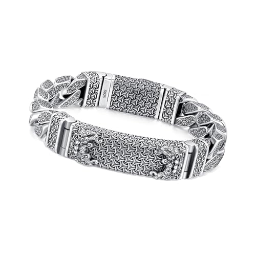 925 Sterling Silver Retro Bracelet for Men, Cuban Link Chain Bracelet for Men,Length 7,87 inch - 8,66 inch, Width 0,43 inch, 2.12-2.3 oz