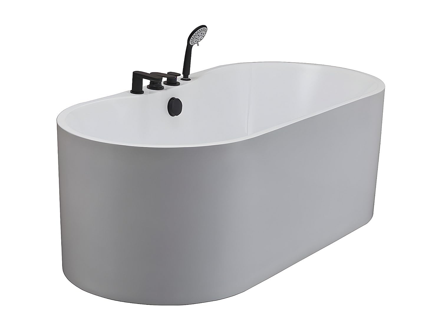 Vente-unique-BaÒera exenta STEPONA con grifo - 195 L - 150 x 75 x 58 cm - Blanco