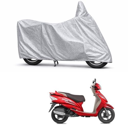 Image of 100% Waterproof Two Wheeler Body Cover Multi Layered Fabric Designed for TVS Wego | Belt Buckle Lock | Silver Mag