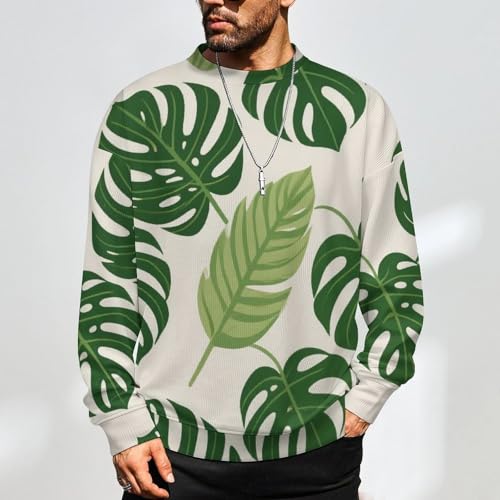 Mens Hawaiian Tropical Hibiscus Flowers Crewneck Sweater Mens Crew Neck Sweaters Long Sleeve Funny Men's Pullover2