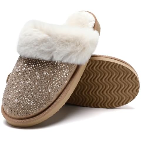 Waysoland Fluffy Rhinestone Slippers for Women Cover