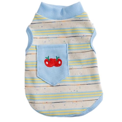 AttRex 犬の服 春 夏 タンクトップ 可愛い 通気性 小中型犬 Tシャツ ボーダー柄 ドッグウェア ベスト わんこ服 猫服 涼しい 通気 ペット服 脱毛保護 洋服 散歩 お出かけ ペット用品 (2XL,ブルー)