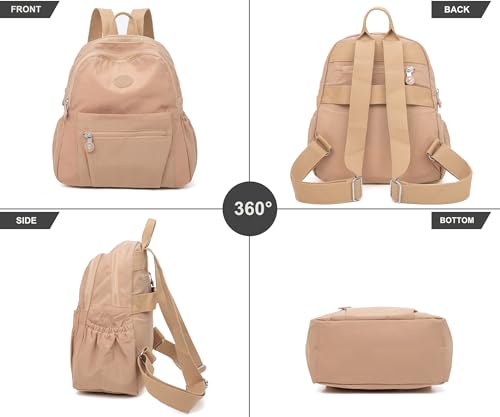 Image of Pealwel Mini Backpack Purse for Women,Small Nylon backpacks for Ladies Backpacks Women Anti Theft Travel Bag (Khaki)
