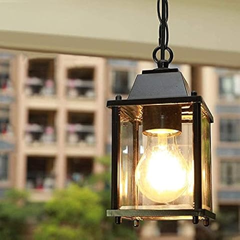 Mengjay Trade Vintage Pendant Lights Outdoor Waterproof Ceiling Lights Industrial Aluminum Glass Hanging Chandelier Lighting for Porch, Corridor, Villa, Yard, Indoor, E27,Height Adjustable (Style A) Cover