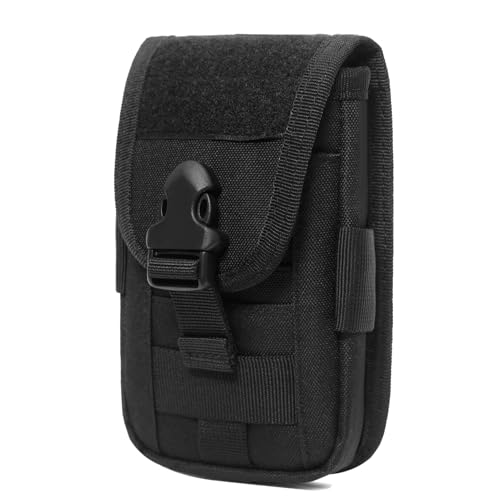 Azarxis Tactical Molle Pouch, Mobile Phone Belt Holster Smartphone Holder Utility EDC Waist Pack Gadget Tool Organizer IFAK Bag (Black)