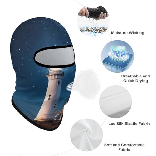 Balaclava Lighthouse Under Starry Night para hombre y mujer, máscara facial transpirable con protección solar, cubre cabeza completa para senderismo, ciclismo, carrera y conducción miniatura 3