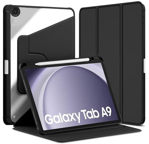 Coque rotative Samsung Tab A9 360° veille automatique noir