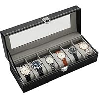 OulQinyhome Caja de Relojes 6 Compartimentos con tapa de