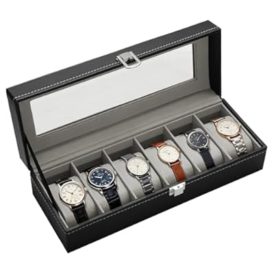 OulQinyhome Caja de Relojes 6 Compartimentos con tapa de acrílico de Cristal Estuche de Relojes en PU Cuero con Cojines Extraíbles Regalo Unisex para Cumpleaños y Acción de Gracias | Ya disponible en tu tienda friki favorita! En mundofriki.es!