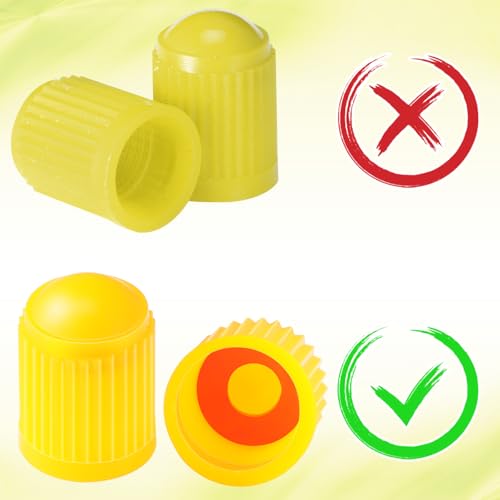 Image of Outus 20 Pack Tyre Valve Dust Caps for Car, Motorbike, Trucks, Bike, Bicycle (Yellow)