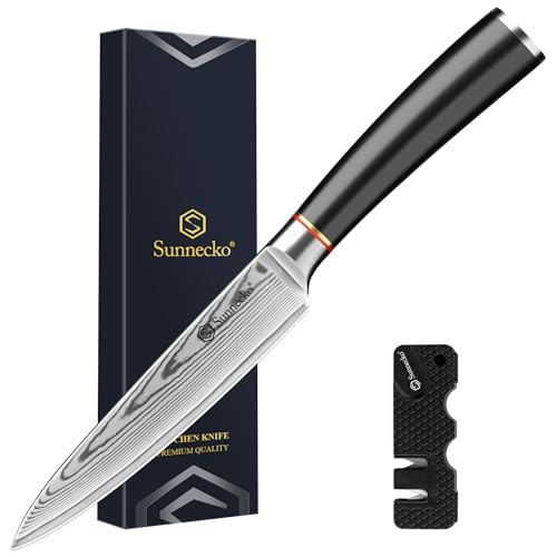 Sunnecko Damast Allzweckmesser 13CM, Rostfrei Damastmesser – Ansicht 1