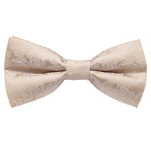 Image of Hi-Tie 5Pcs Mens Solid Color Silk Tie Satin Pretied Bowtie Lapel Pin for Men Handkerchief Cufflink Wedding Gift Box