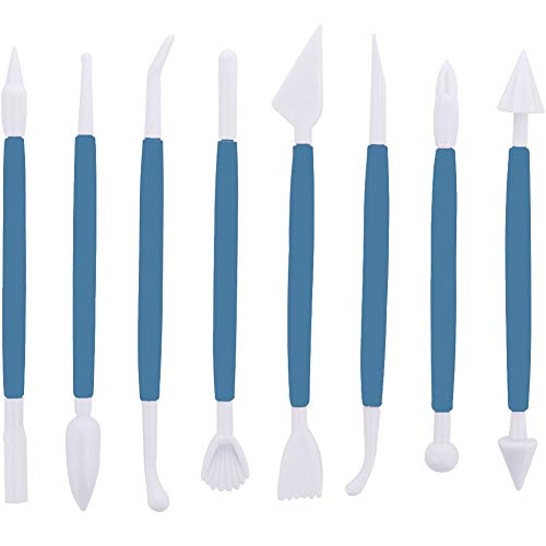 ScivoKaval Marshmallow Fondant Cake Decorating Hand Tool 12 Pcs 5 Sets Sugarcraft Gumpaste Icing Smoother Rolling Pin Trimmer Cutter Embosser Flower Scissor Modelling Accessories Supplies Kit Blue - Thumbnail 5