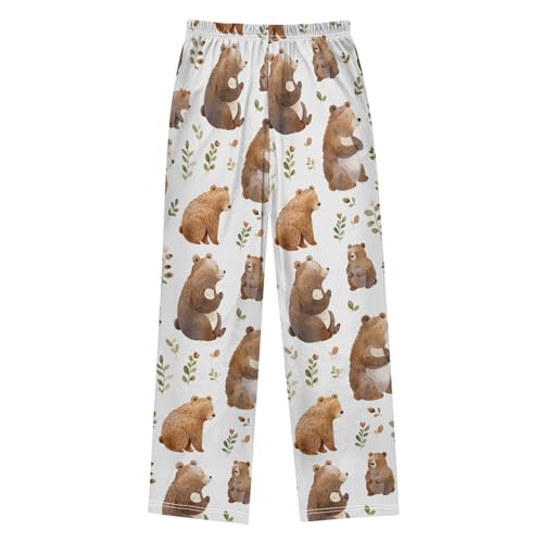 Pajama Pants Bear Leaves Long Sleep Pants Lounge Bottoms2