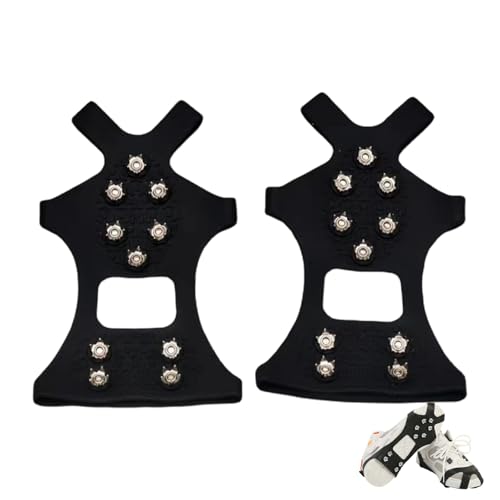 Ice Cleats with 10 Steel Spikes,Elastic Traction Aid for Winter Boot Hiking Shoes Covers, Winter Outdoor Anti-slip Crampon for Walking, Fishing, Climbing and Hiking,Ice Grippers Crampons Unisex