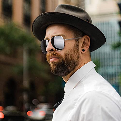 Hjstes Polarized Aviator Sunglasses For Women Men Classic Metal Shades Mirror Lens 100% Uv Blocking, 58Mm(Silver Frame/Silver Mirrored) #TOP2