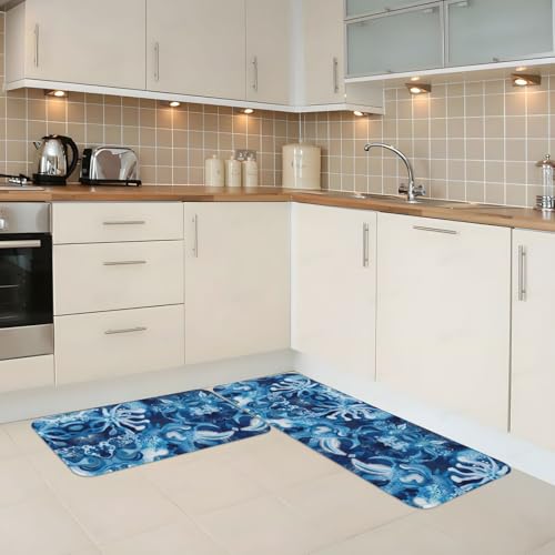 Alfombrillas de cocina y lavandería Blooming Ice Flowers tapetes antideslizantes 6