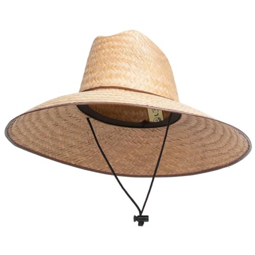 Sombrero de paja con ala ancha natural de 5 pulgadas miniatura 1