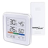 GreenBlue GB169 Funk-Wetterstation mit Außensensor – Innen & Außen Temperatur, Luftfeuchtigkeit, Uhr, Alarm, Komfort-Anzeige, LCD Display, 60 m Reichweite