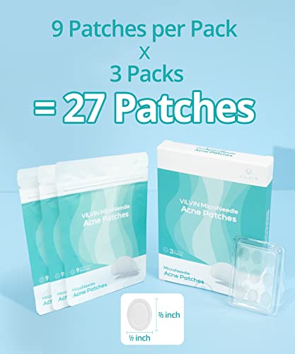 VILVIN Patch de dissolução Microdart para acne para manchas profundas - 9 adesivos - Removedor de ma