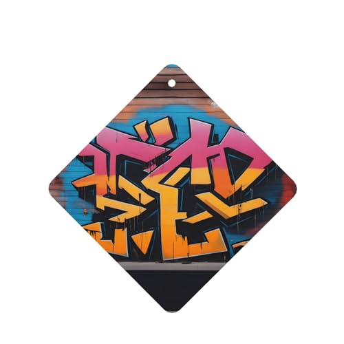 YYHWHJDE Graffiti Hip Hop Prints Square Car Air Fresheners Cards four-pack : Hanging Scented Cards for bedroom Bathroom Car Interior Decor