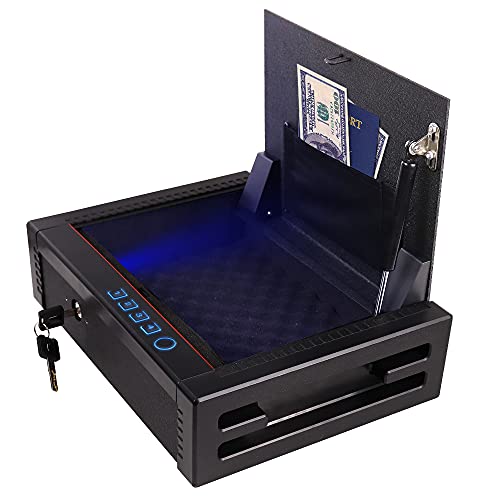 Biometric Gun Safe for Handgun Pistols Quick Access Handgun Safe for Home Rugged Construction Auto Open Lid