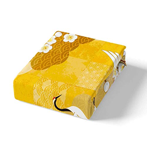 Loussiesd Japanese Ukiyoe Them Bedding Set for Girls Boys Children Floral Print Bedding & Linen Hokusai Pattern Duvet Cover Japanese-Style Bedspread Cover Yellow Single Size 2Pcs Bedclothes - Image 2