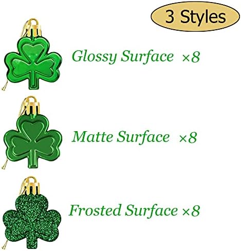 Adisno St Patrick's Day Shamrocks Ornaments - Shamrocks Decorations St Patrick's Day Hanging Clover Baubles Green Trefoil Decors for Irish St Patrick's Day Party Family Decoration