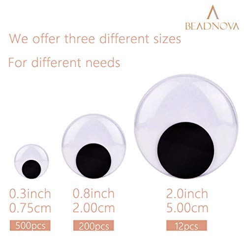 beadnova black wiggle googly eyes wobbly eyes with self adhesive sticker for diy craft scrapbooking 20mm 200pcs