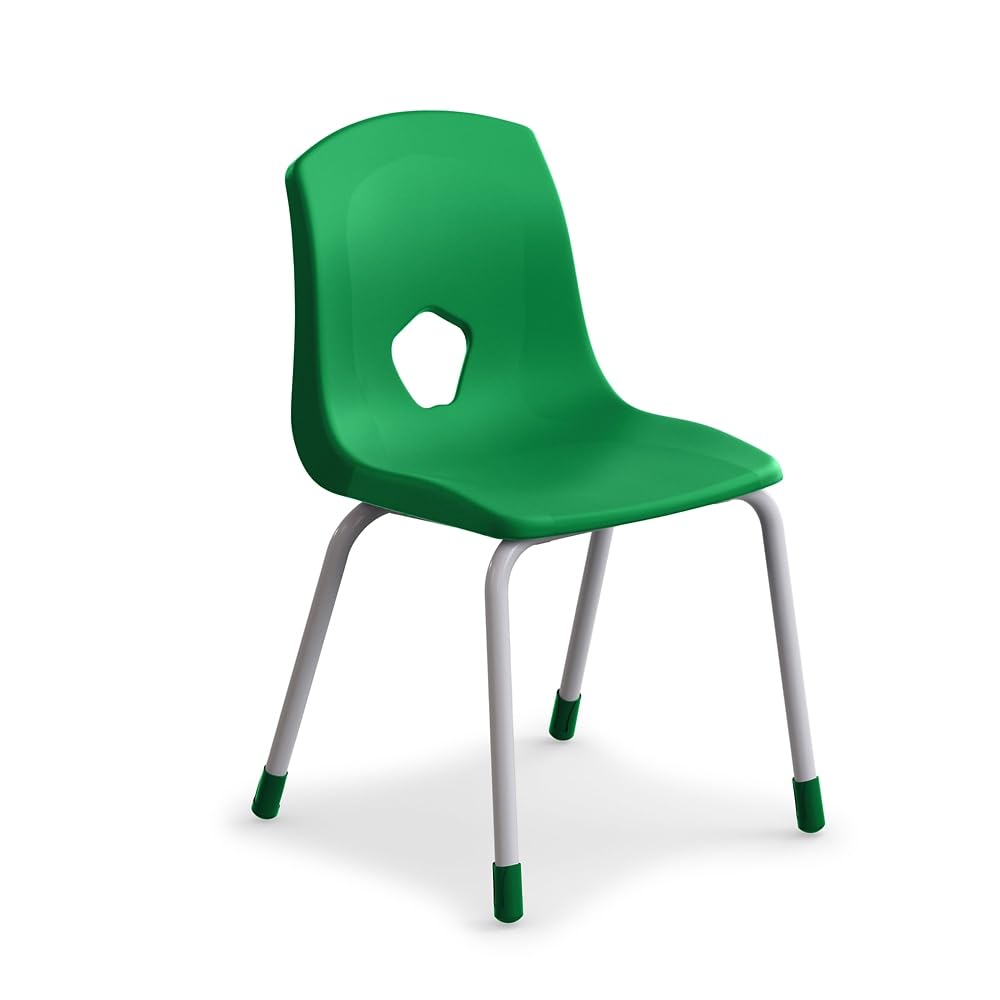 NBF Curriculum Student Chair for Classroom - Plastic Stackable Chairs with Powder Coated Steel Legs - Kindergarten Kid School Desk Chair - Classroom Seating Chairs for Students - (14" H, Green)