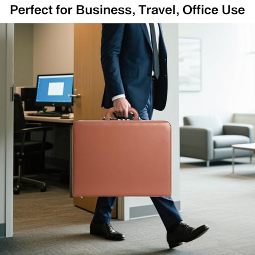 Briefcases for Men, Anti-Theft Longwave Lock Briefcase with 16 Inch Laptop Compartment, Waterproof Faux Leather, Brief Cases Men with Multi File Organizer, Perfect for Office, Travel (Brown) 6