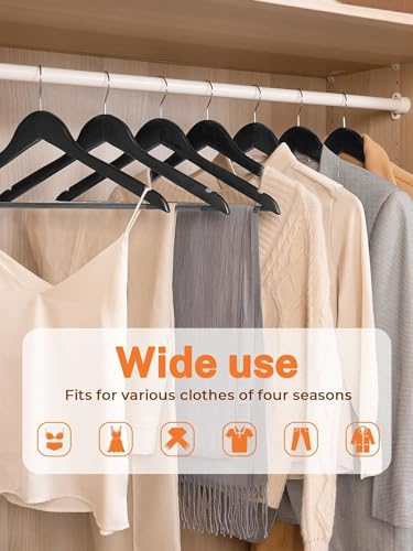 Image of Wooden Hanger for Clothes Hanging Wooden Hangers for Wardrobe Pack of 4 (Black)