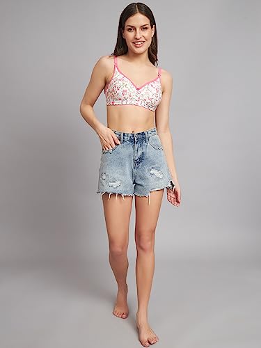 Image of Women's Cotton Floral Printed Lightly Padded Full Coverage Non-Wired T-Shirt Bra