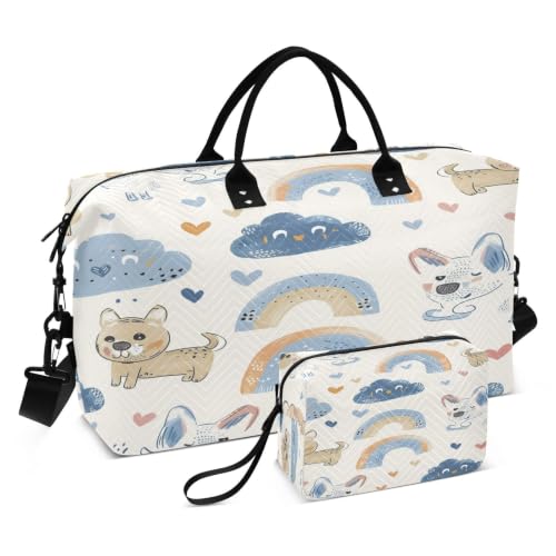 Sac de voyage pour week-end et trousse de toilette chien mignon pour filles et hommes
