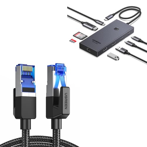 Hub USB C 9 en 1 con Ethernet Gigabit y un cable Cat 8 de alta velocidad