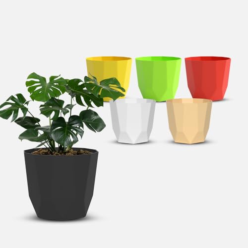 Image of YUCCABE ITALIA SHERA Hexa Plastic Planter Pot for Plants | Decorative Flower Pot | UV Protected Lightweight Indoor Outdoor Gamla for Home Decor, Balcony, Garden & Living Room