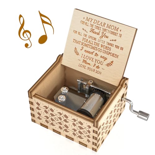 You are My Sunshine Music Box, Gift for Mom from Son, Wood Laser...