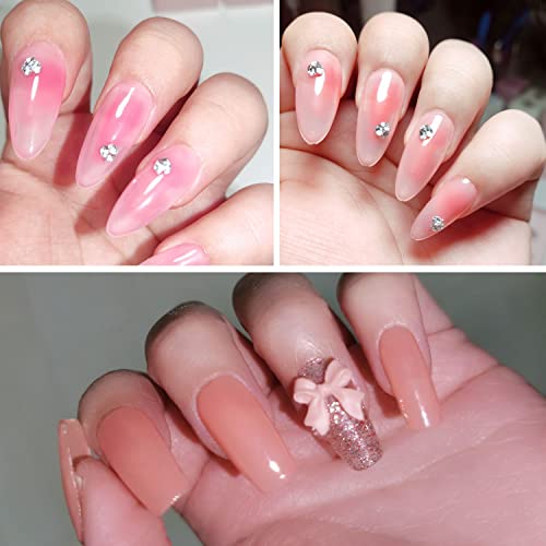 Douborq 20Pcs Jelly Gel Nail Polish Set,0.24 Fl Oz Pink Nude Purple Light Color Transulcent Black White Gel Polish Glass Nail Gel Nail Art Diy Salon #TOP4