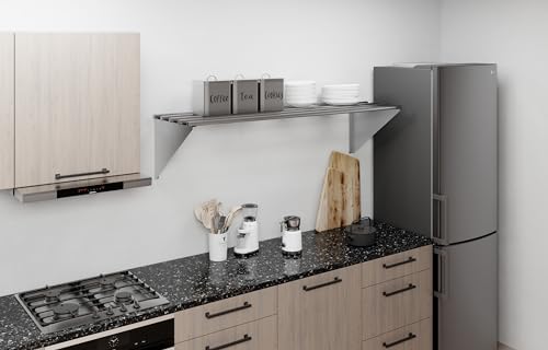 Image of AmGood 18 in. x 60 in. NSF Stainless Steel Tubular Wall Shelf | Heavy-Duty Metal Shelving for Appliances & Equipment | Ideal for Kitchen, Restaurant, Garage, Laundry, Utility Room