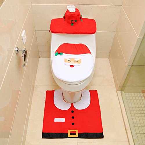 BESTZY Weihnachts-Toiletten-Set, 3 Teiliges Set Wc Sitzbezug Set Weihnachten Toilettensitzbezug mit Sitzbezug Teppich… – Bild 8