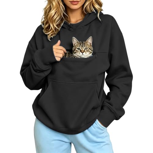 Pet Pouch Hoodie for Women Cat Carrier Kangaroo with Zippered Front Pocket