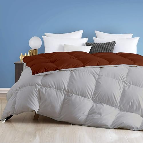 Image of Day Care - 600 GSM Hotel Quality-Down Alternative Reversible Comforter (60 inch x 90 inch Inches /228cm x 228cm) - Comforter Single Bed|Chocolate Brown /Silver